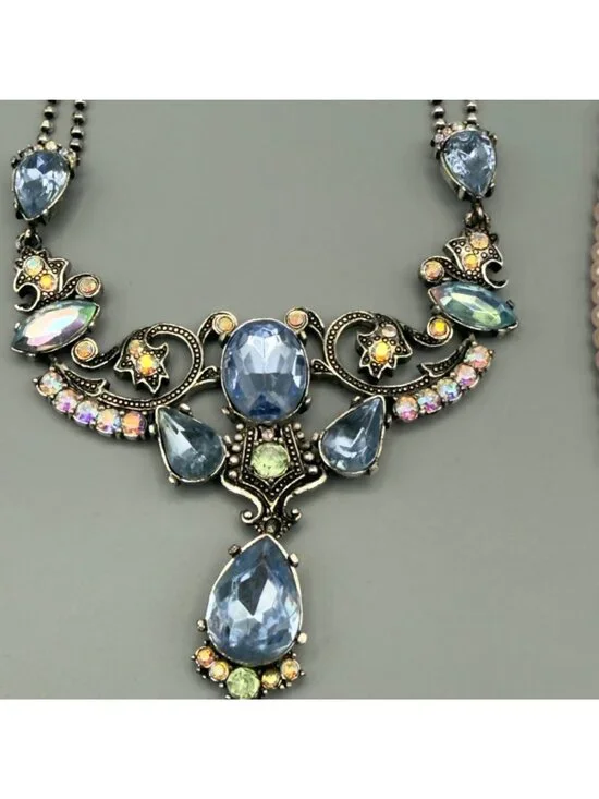 Set of 2 Avon Necklaces Blue Pink Rhinestone Faux Pearl Spring Pastel Nina Ricci - Picture 11 of 15